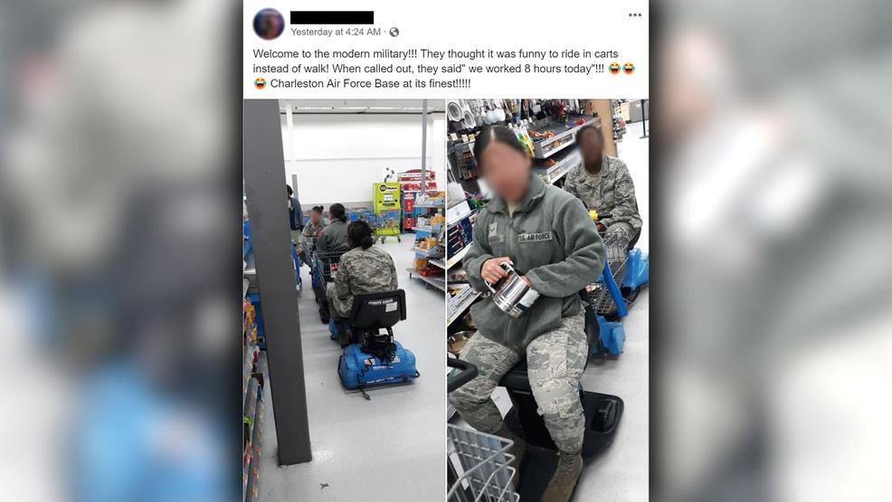 JBC Airmen shown riding scooters in Charlestonarea Walmart, base