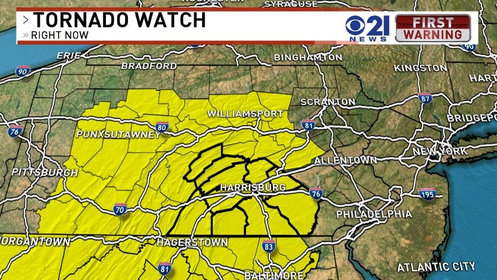 Tornado Watch in effect throughout Central Pennsylvania WHP