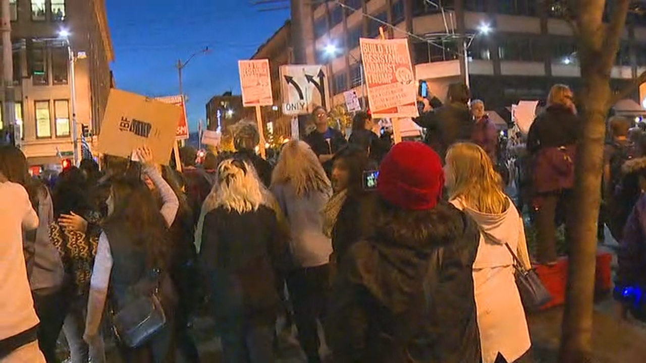 Hundreds Take To Seattle Streets To Protest Trump's Election | KOMO