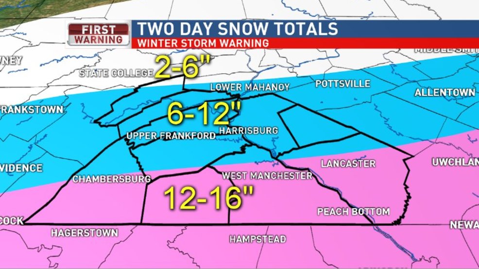 Pa snowstorm totals 