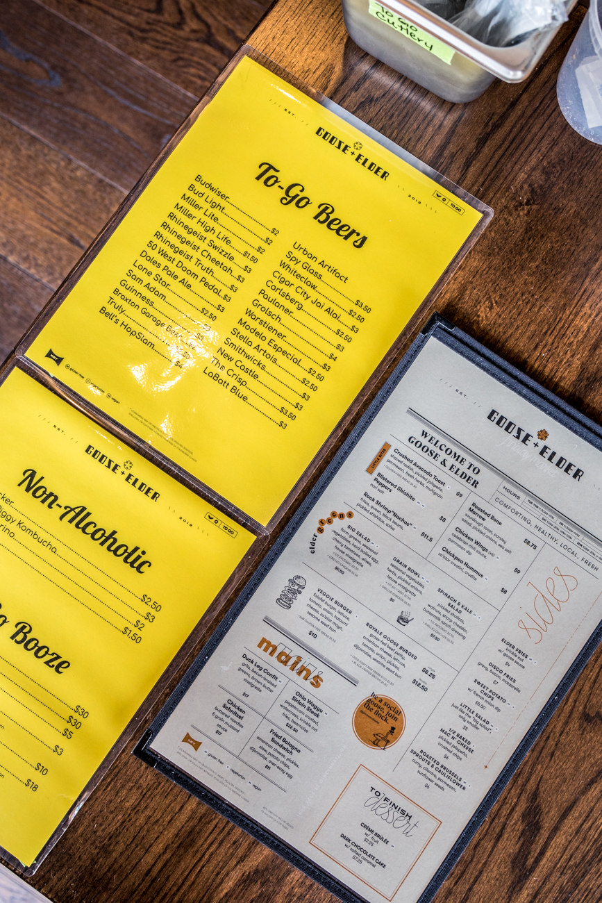 We Highly Goose & Elder's Robust ToGo Menu Cincinnati Refined