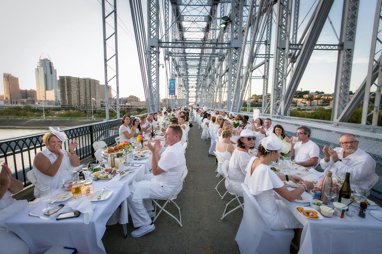 Diner en Blanc 2019 Took Over the Purple People Bridge for the Night