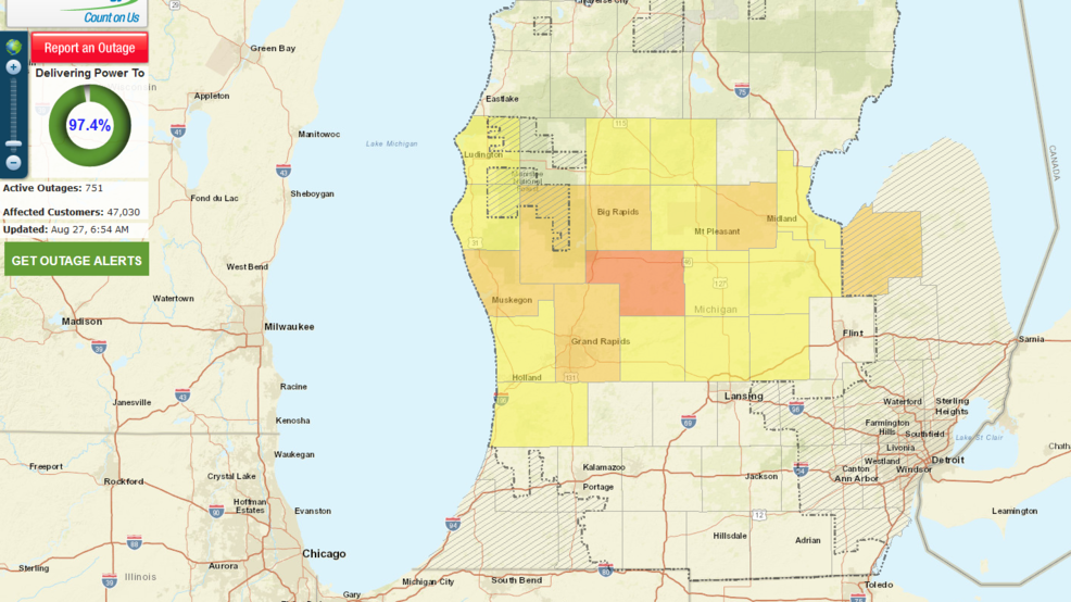 power outage map west michigan Strong Storms Knock Out Power To Tens Of Thousands In West power outage map west michigan