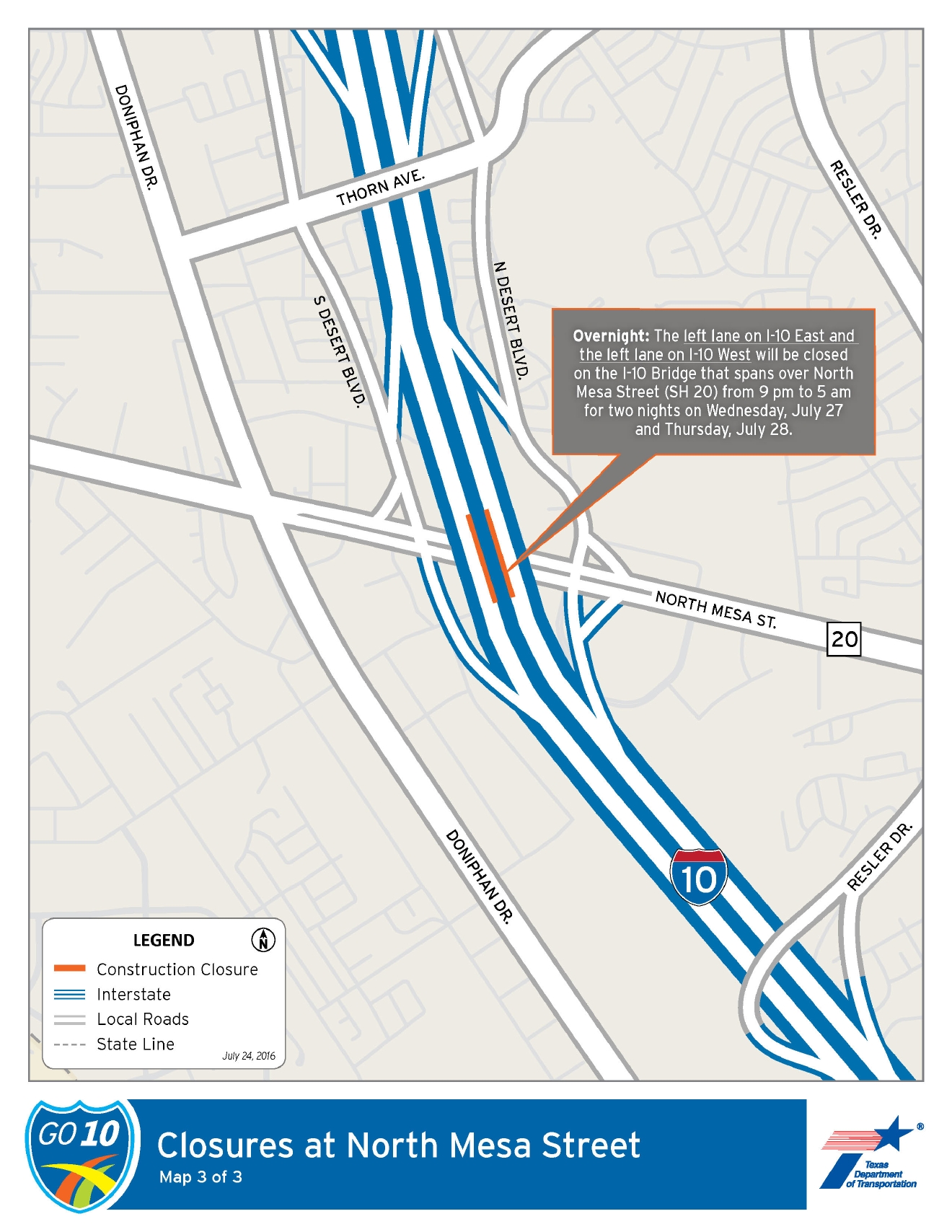 Major road closures in west El Paso Sunday KDBC