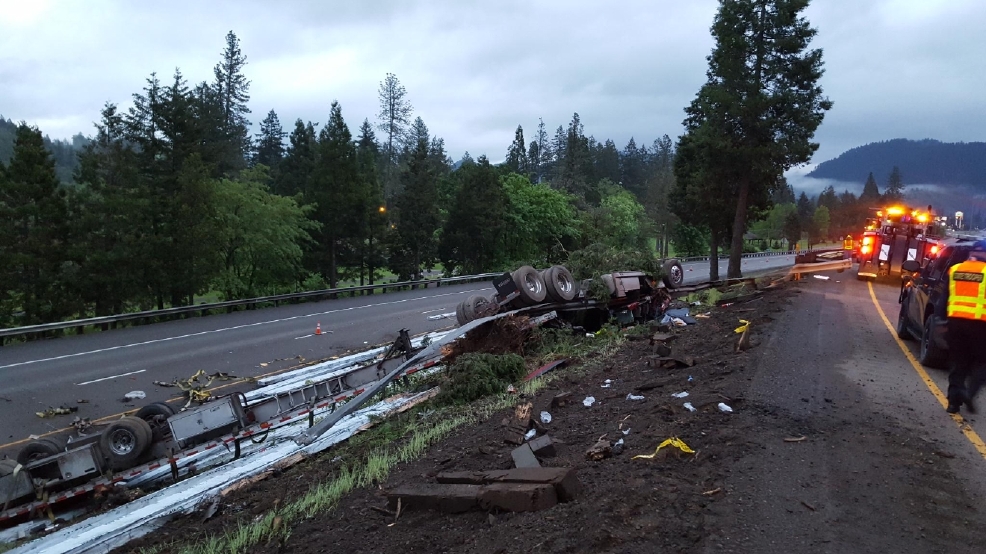 Police Driver killed, dog injured in I5 semi crash north of