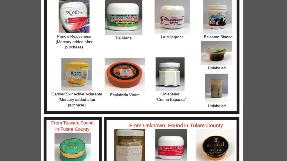 Skinlightening creams from Mexico containing mercury sold in Tulare